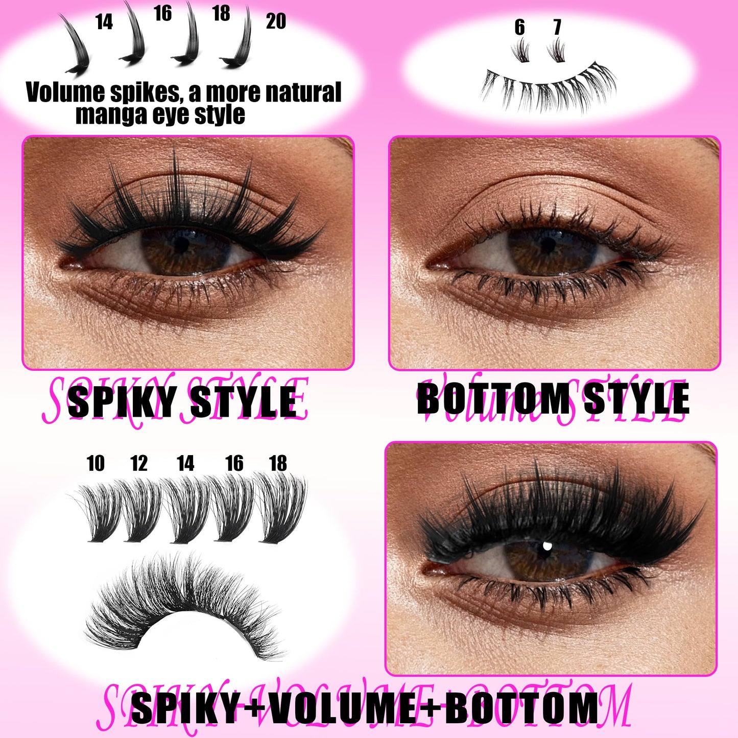 YIDUO Lash Clusters Kit with Spikes Bottom – 808 Pcs DIY Eyelash Extensions (60D/80D/100D)