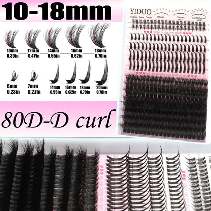 YIDUO Lash Clusters Kit with Spikes Bottom – 808 Pcs DIY Eyelash Extensions (60D/80D/100D)