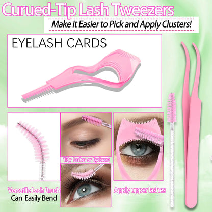 YIDUO Lashes Clusters Kit – 1864 Pcs Bulk Pack Volume False Eyelash Extensions, D Curl Wispy, Studio Effect + Glue, Seal, Tweezers, Remover, Cleanser