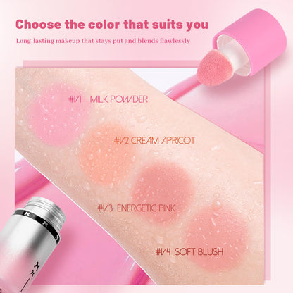 YiGuMy Blush Liquid Makeup Cream Stick – Soft Peach, Weightless Watercolor Finish, Easy Application (V1 Milk Powder)