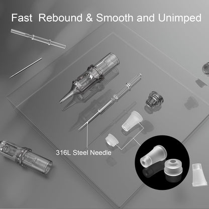 YILONG Upgrad Disposable Tattoo Cartridges – 20pc 0.3mm/0.35mm #1003RL Round Liner for Tattoo Pens