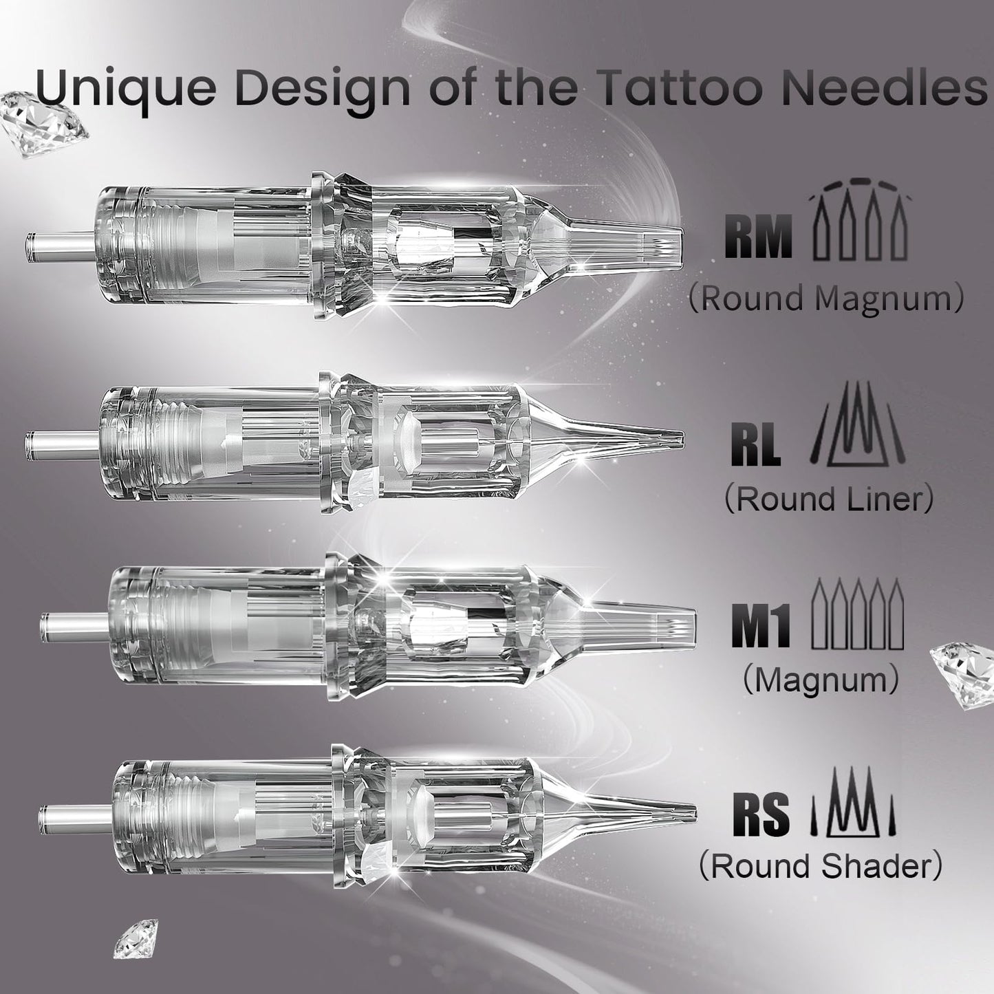 YILONG Upgrad Disposable Tattoo Cartridges – 20pc 0.3mm/0.35mm #1003RL Round Liner for Tattoo Pens