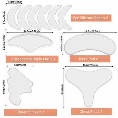 YISHIQI Neck, Chest & Face Wrinkle Patches — Reusable Silicone Pads (11 pcs)