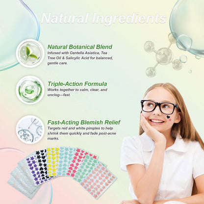 YIWMWIY Bright Shimmer Pimple Patches – 400 Count, 3 Sizes (10/12/14mm) with Tea Tree, Salicylic Acid & Centella