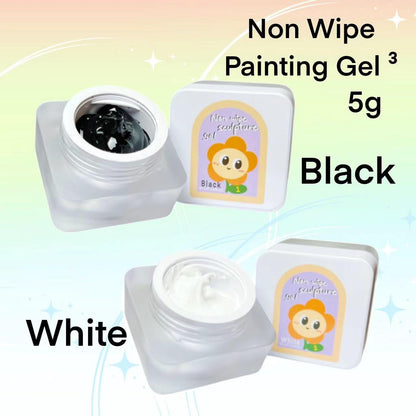 YJMyujimi Nail Gel Sculpture Gel 5g – Black & White Chrome, Clear Stroke, Non-Wipe