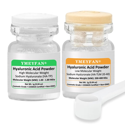 YMEYFAN Pure Hyaluronic Acid Powder for DIY Serums – 33 oz Yield, Cosmetic Grade, Non-GMO