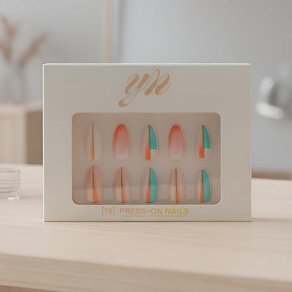 YN Young Nails Lunar Pop Press-On Nails - Glue-On Kit for Women, Medium Oval