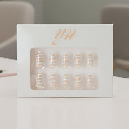 YN Young Nails Press On Nails – Glue-On Nails for Women, Medium Oval, Includes Glue, File & Tabs (Mommi White)