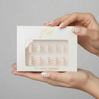 YN Young Nails Press On Nails – Glue-On Nails for Women, Medium Oval, Includes Glue, File & Tabs (Mommi White)