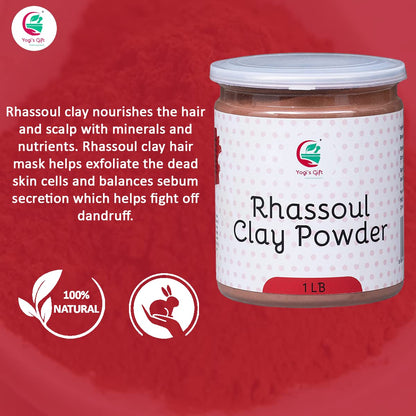 Rhassoul Clay for Hair & Face 1 LB | 100% Pure Rhassoul Clay Hair Mask | May Stain When Wet