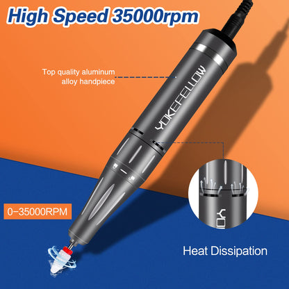 YOKE FELLOW Nail Drill Machine 35000RPM – Pro Electric Nail File for Acrylic, Gel, and Pedicure