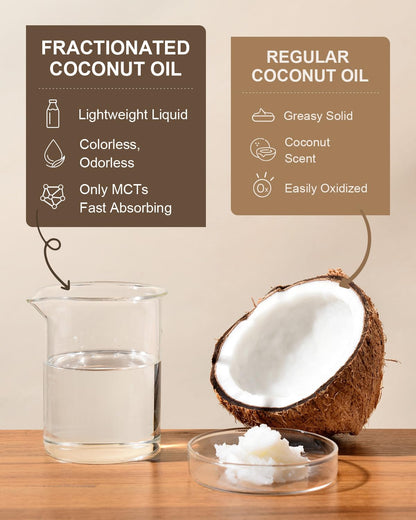 Yoken USDA Organic Fractionated Coconut Oil – 8 oz, Pure Liquid for Face & Body, Unscented, Hexane Free