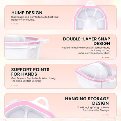 Yokilly Hand & Foot Nail Soaking Bowl Set – 12-Piece Large, Acetone-Proof PT Material (Pink/Clear)