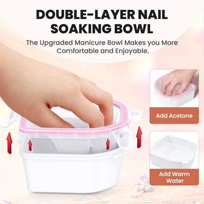 Yokilly Hand & Foot Nail Soaking Bowl Set – 12-Piece Large, Acetone-Proof PT Material (Pink/Clear)