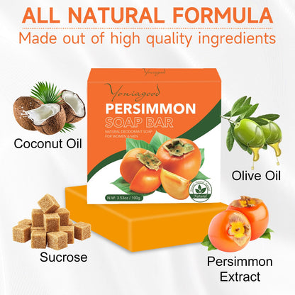 yoniagood 3 PCS Persimmon Soap Bar for Odor Control – Natural Deodorant Body Soap