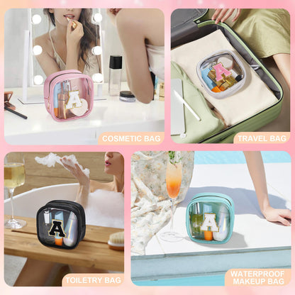 YOOLIFE Initial Clear Makeup Bag – Travel Toiletry Organizer for Women | Lightweight, Waterproof PVC Cosmetic Bag