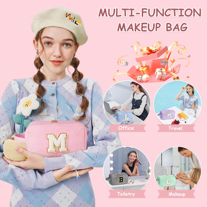 YOOLIFE Bridal Shower Gifts — 2-Pack Initial Purple Bridesmaid Makeup Bags