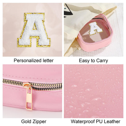 YOOLIFE Mini Initial Makeup Bag – Clear Travel Cosmetic Bag, Pink J