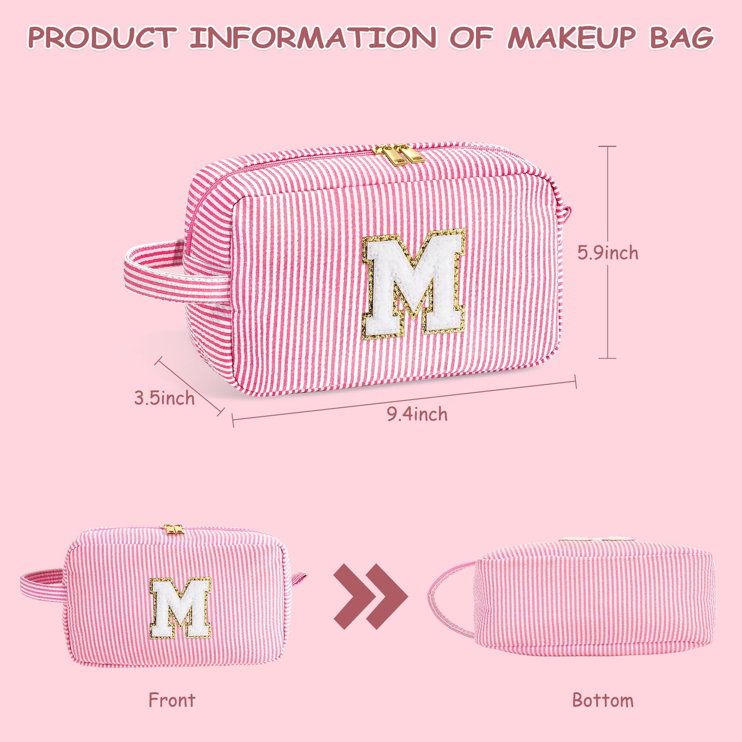 YOOLIFE Bridal Shower Gifts — 2-Pack Initial Purple Bridesmaid Makeup Bags