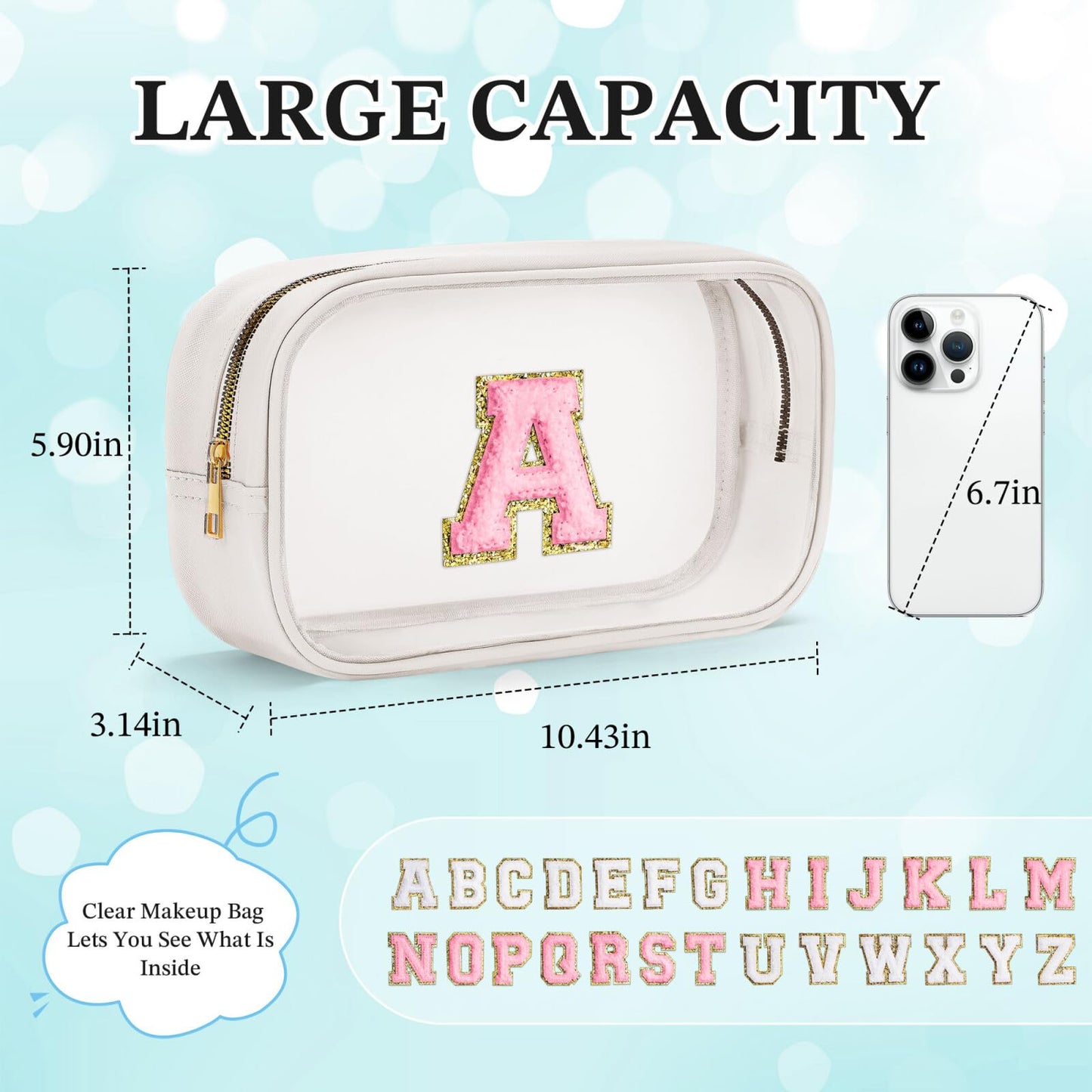 YOOLIFE Clear Travel Makeup Bag for Kids – Gift-Ready Cosmetic Bag for Girls