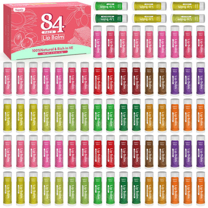 Yopela 84 Pack Lip Balm Bulk Variety Set – 14 Flavors, Hydrating & Natural