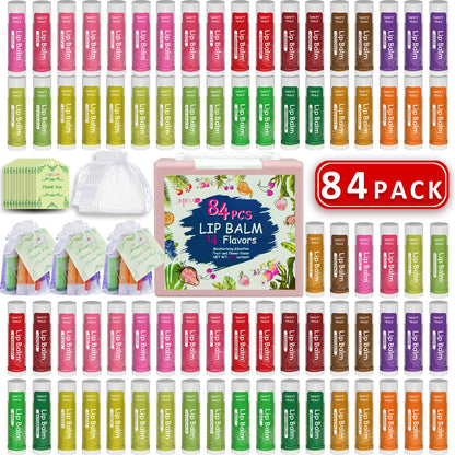 Yopela 84-Pack Natural Lip Balm with Vitamin E & Coconut Oil – 14 Flavors
