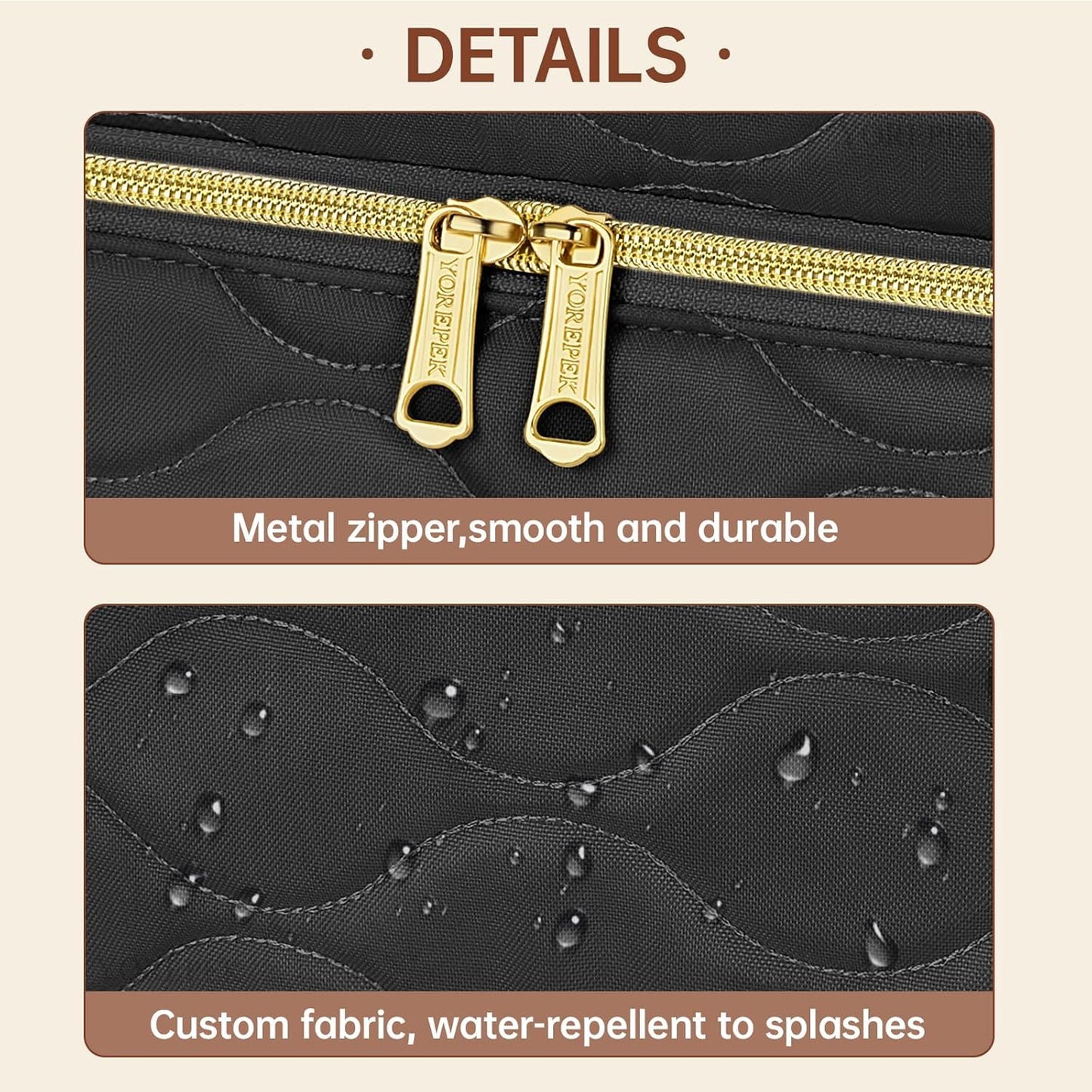 YOREPEK Travel Makeup Organizer Bag – 2-Layer Portable Cosmetic Case for Women (Black)