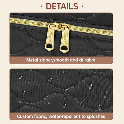 YOREPEK Travel Makeup Organizer Bag – 2-Layer Portable Cosmetic Case for Women (Black)