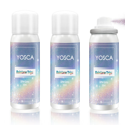 Yosca Body Glitter Spray 3-Pack – Silver Holographic Shine for Skin, Hair & Clothes