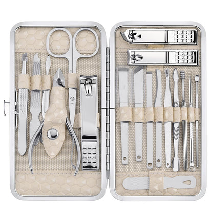 Yougai 18-Piece Nail Clippers Set – Stainless Steel Manicure Kit with Luxury Travel Case
