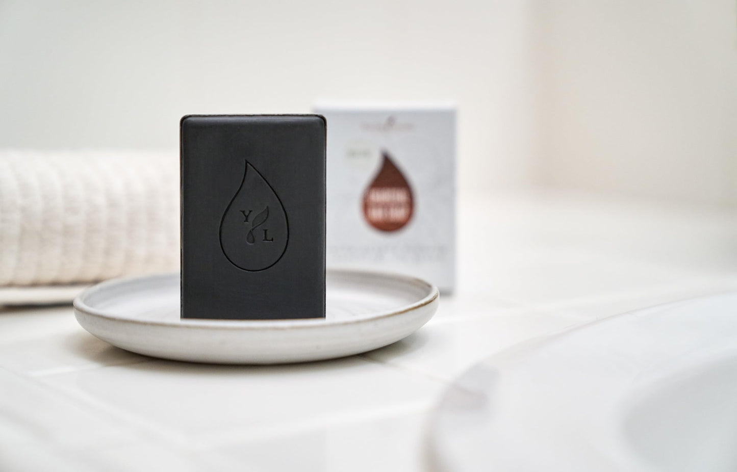 Young Living Charcoal Bar Soap - 3 oz for Acne-Prone & Oily Skin with Orange Blossom
