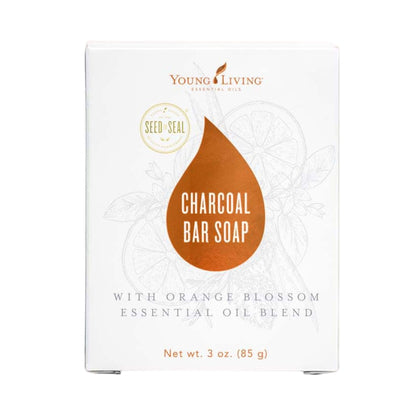 Young Living Charcoal Bar Soap - 3 oz for Acne-Prone & Oily Skin with Orange Blossom