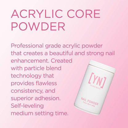 Young Nails Acrylic Core Powder – Self-Leveling Nail Powder (Pink/Nude/Clear), 660g, Professional Grade