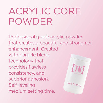 Young Nails Acrylic Core Powder – Self-Leveling Nail Powder, 660g, Clear/Nude/Pink/White