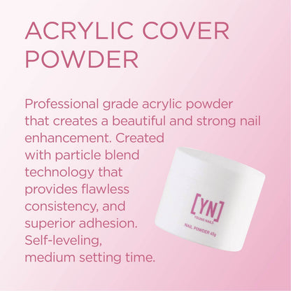 Young Nails Acrylic Cover Powder Beige – 45g | Self-Leveling, Quick-Set Nail Enhancer