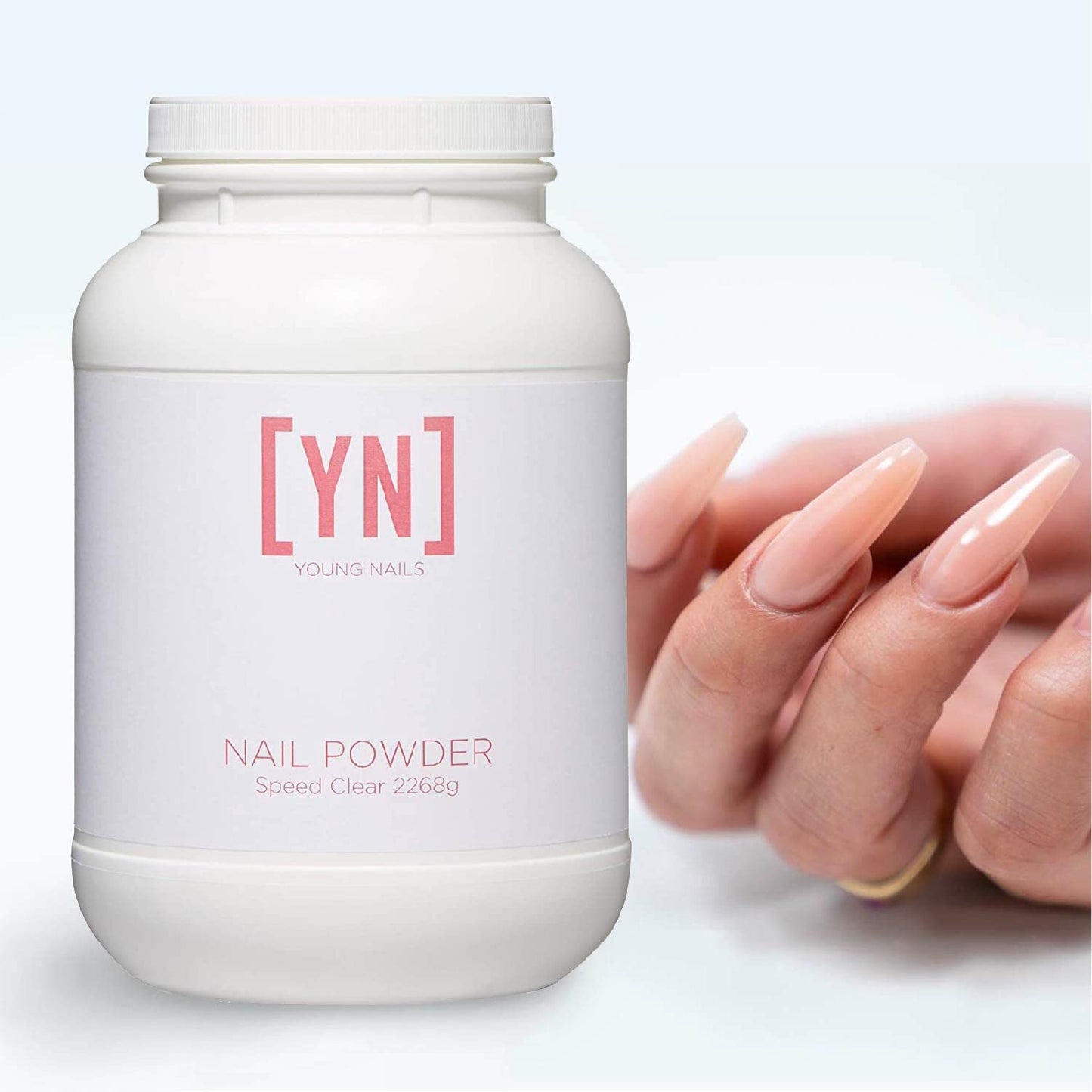 Young Nails Acrylic Speed Powder – Self-Leveling, 60-Second Set, Clear/Nude/Pink/White, 2268g