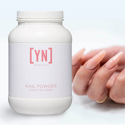 Young Nails Acrylic Speed Powder – Self-Leveling, 60-Second Set, Clear/Nude/Pink/White, 2268g
