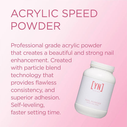Young Nails Acrylic Speed Powder – Self-Leveling, 60-Second Set, Clear/Nude/Pink/White, 2268g