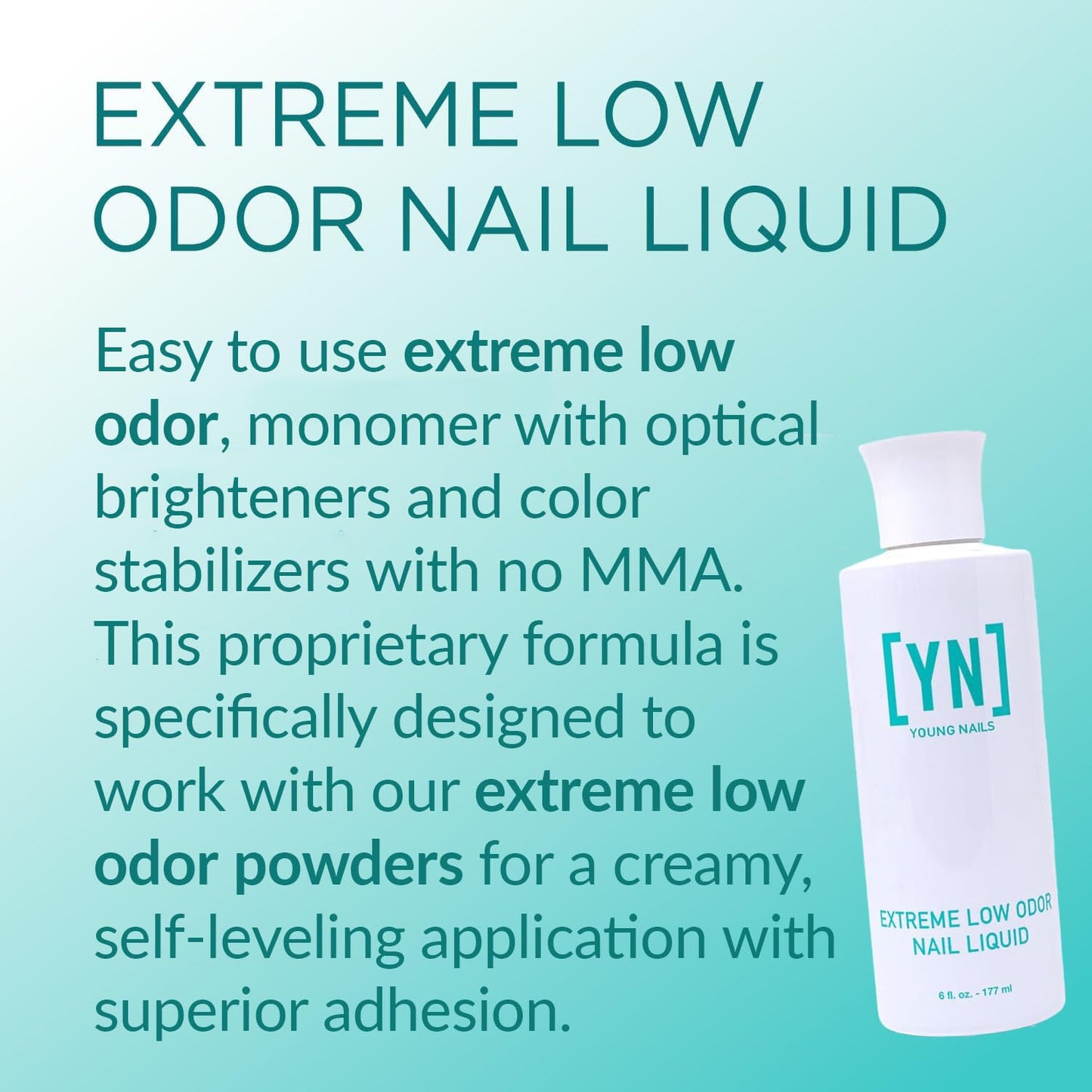 Young Nails Extreme Low Odor Nail Liquid Monomer – MMA Free, Non-Yellowing, 6 Fl Oz