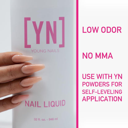 Young Nails Liquid Nail Monomer 32oz – Low Odor, MMA Free, for Acrylic Powder