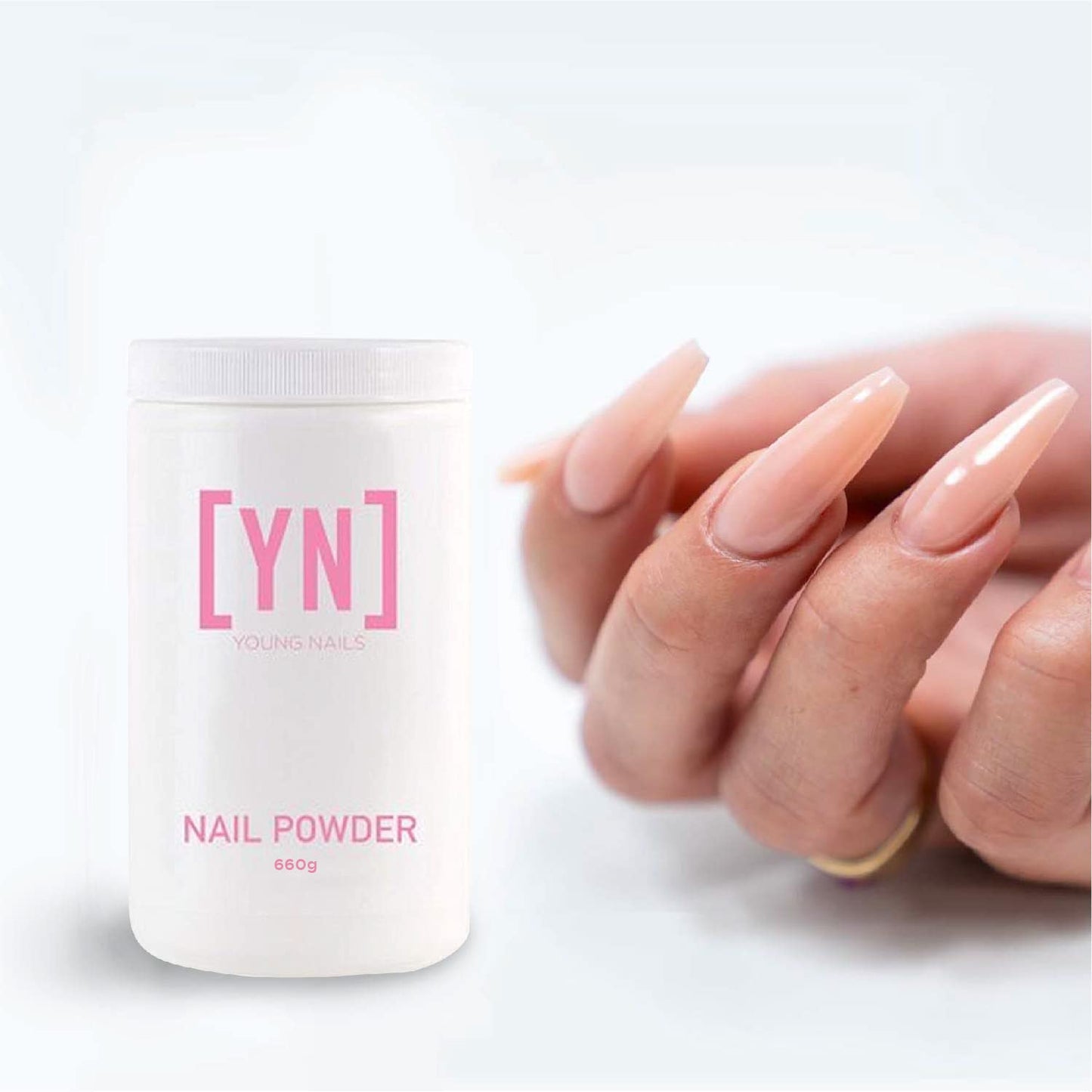 Young Nails Acrylic Cover Powder – Self-Leveling Nail Powder (Pink, 660g)