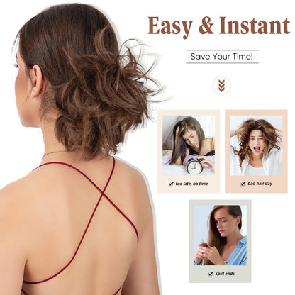 Youngways Messy Bun Hair Piece with Side Comb – Clip-In Bun for Women (Dark Chocolate-S)