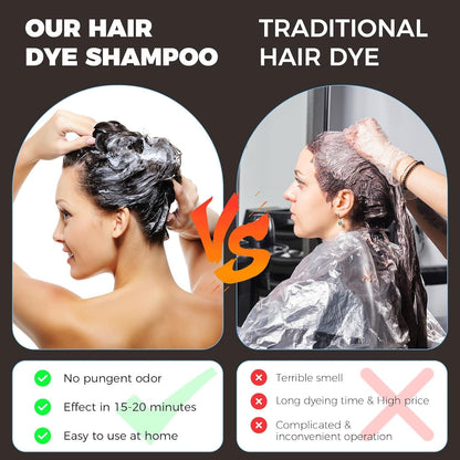 YOURTONE Dark Brown Hair Dye Shampoo 3-in-1 | Ammonia-Free Gray Coverage 16.9 fl oz