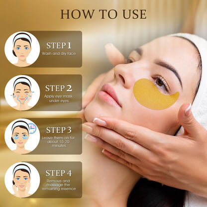 YOYORY 24K Gold Eye Patch Masks – 60 Pcs Hydration with Caffeine & Collagen for Dark Circles & Puffiness
