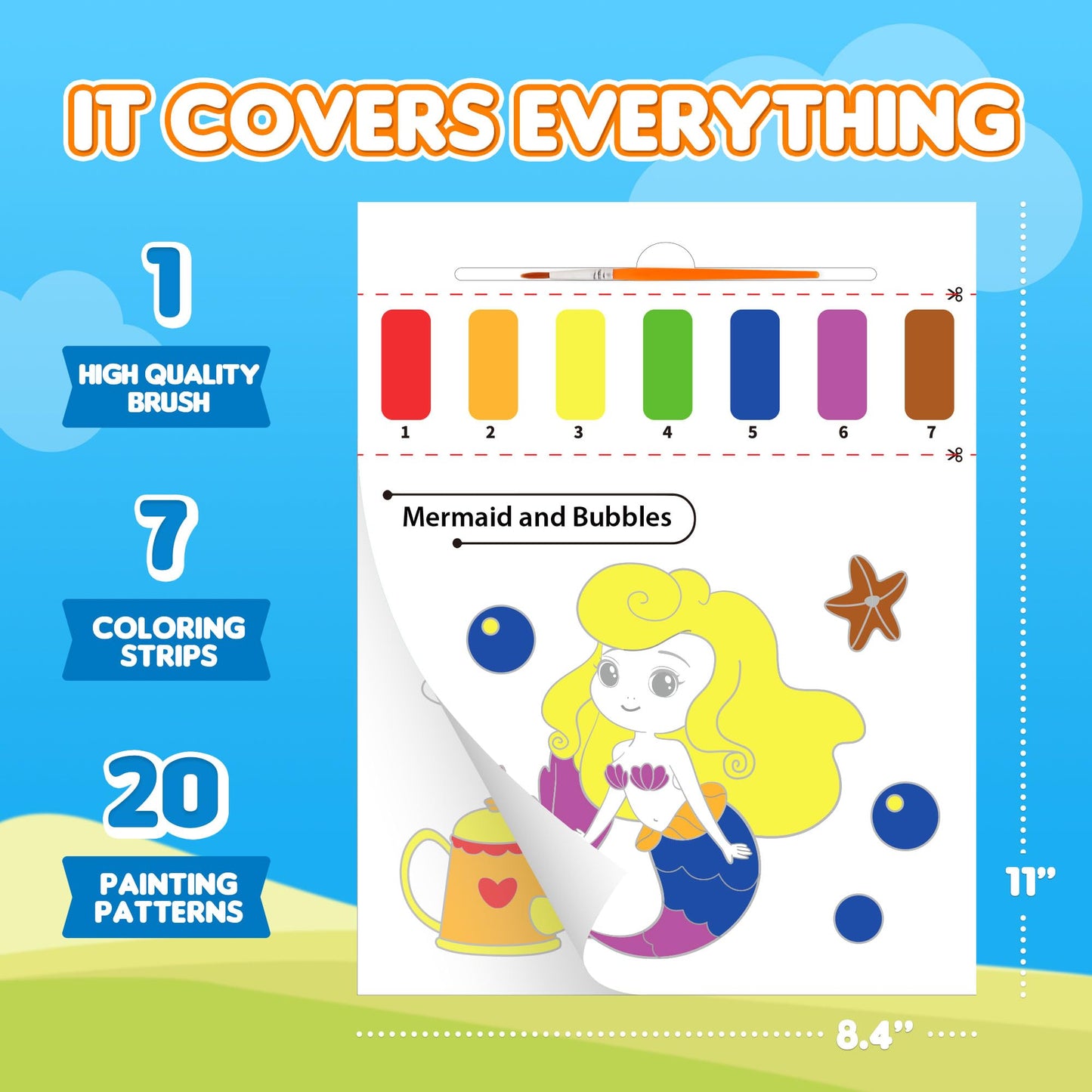 YPLUS Mermaid Paint with Water Book for Toddlers – Mess-Free Watercolor Activity Ages 1-6