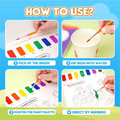 YPLUS Mermaid Paint with Water Book for Toddlers – Mess-Free Watercolor Activity Ages 1-6