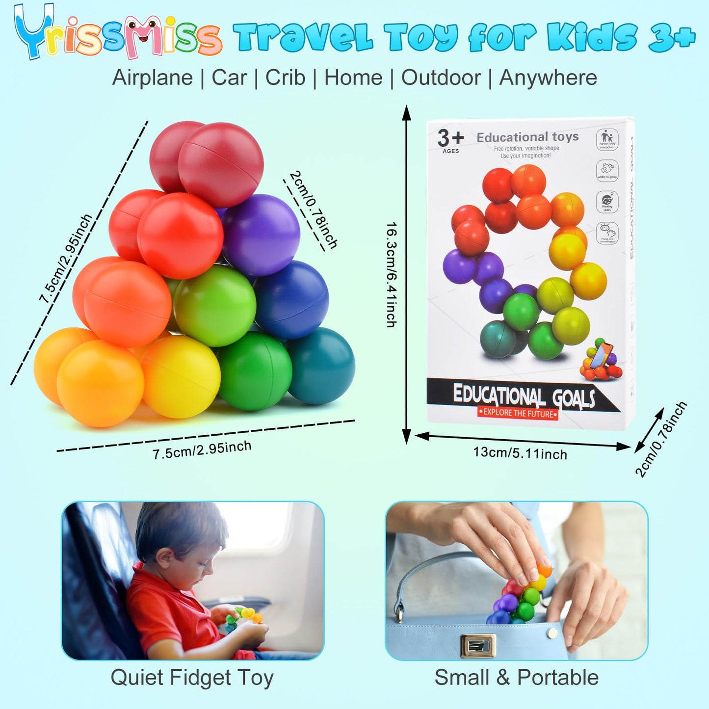 Yrissmiss Autism Sensory Toys – 2Pcs Calming Fidget Sets for Kids