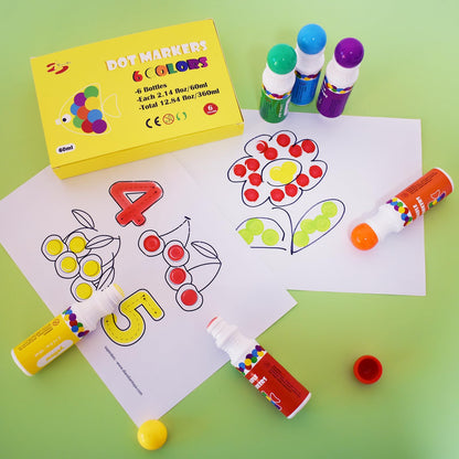 Yuanhe Dot Markers Bingo Daubers – 6 Washable Colors for Toddlers & Kids Art
