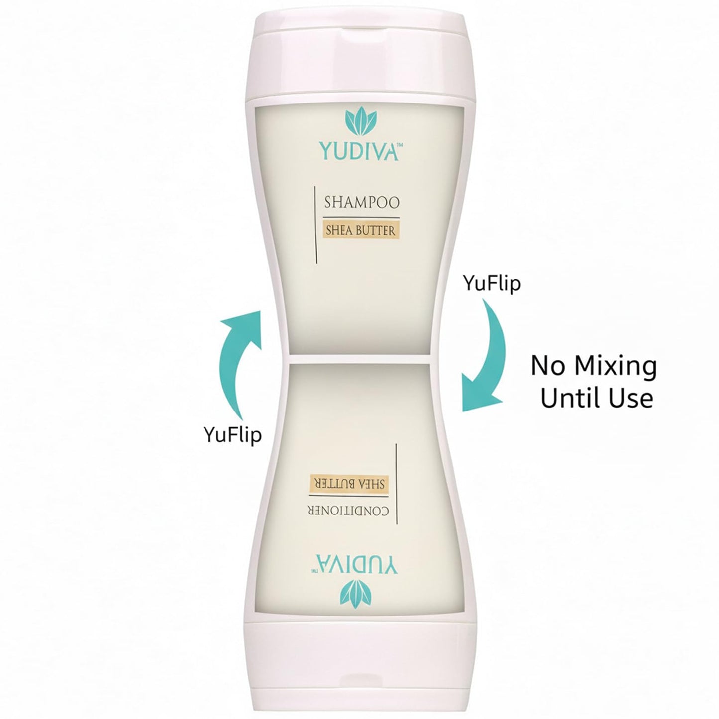 YUDIVA Dual-Chamber Shampoo & Conditioner Set with Shea Butter | Flip-Top Leak-Resistant 15.2 fl oz per side