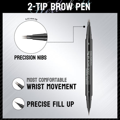 Yulinlon 9708 2-Tip Double-Ended Eyebrow Pen with Brush – Waterproof & Long-Lasting